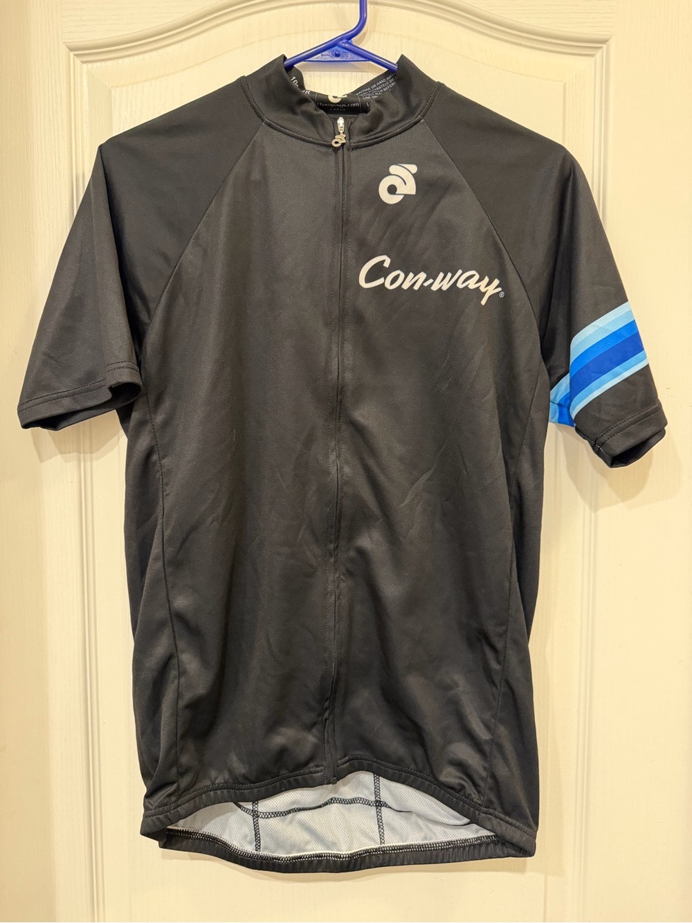 Men’s Black Cycling Jersey with Blue Sleeve Accents